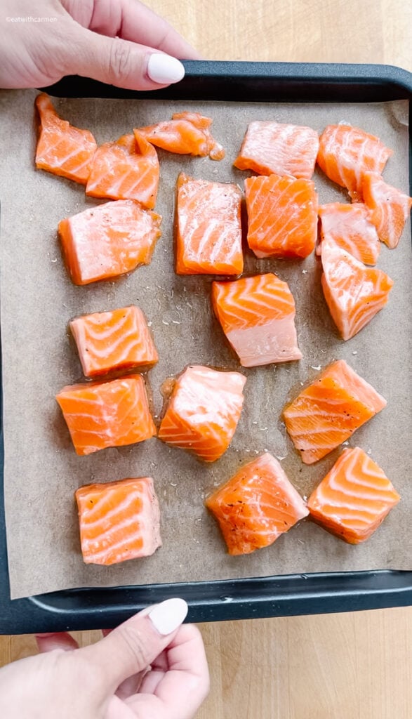 salmon in air fryer basket