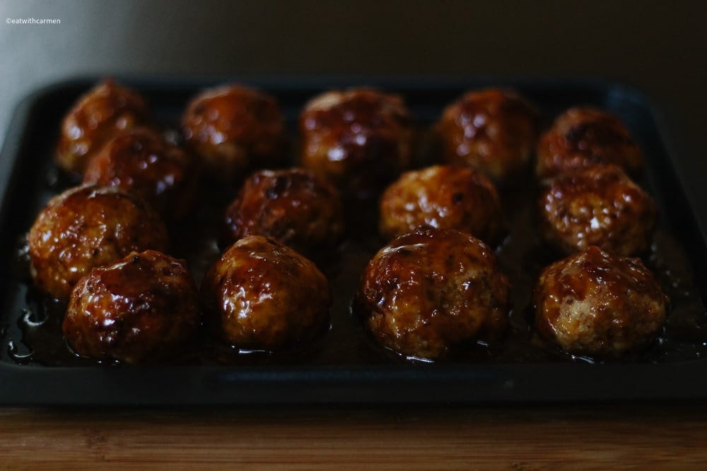 air fryer glazed asian turkey meatballs