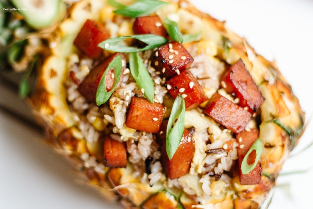spam fried rice with spam and pineapple