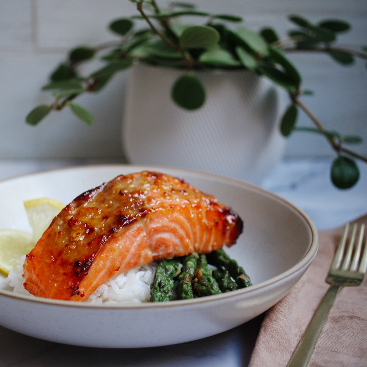 miso glazed salmon for Christmas seafood dinner