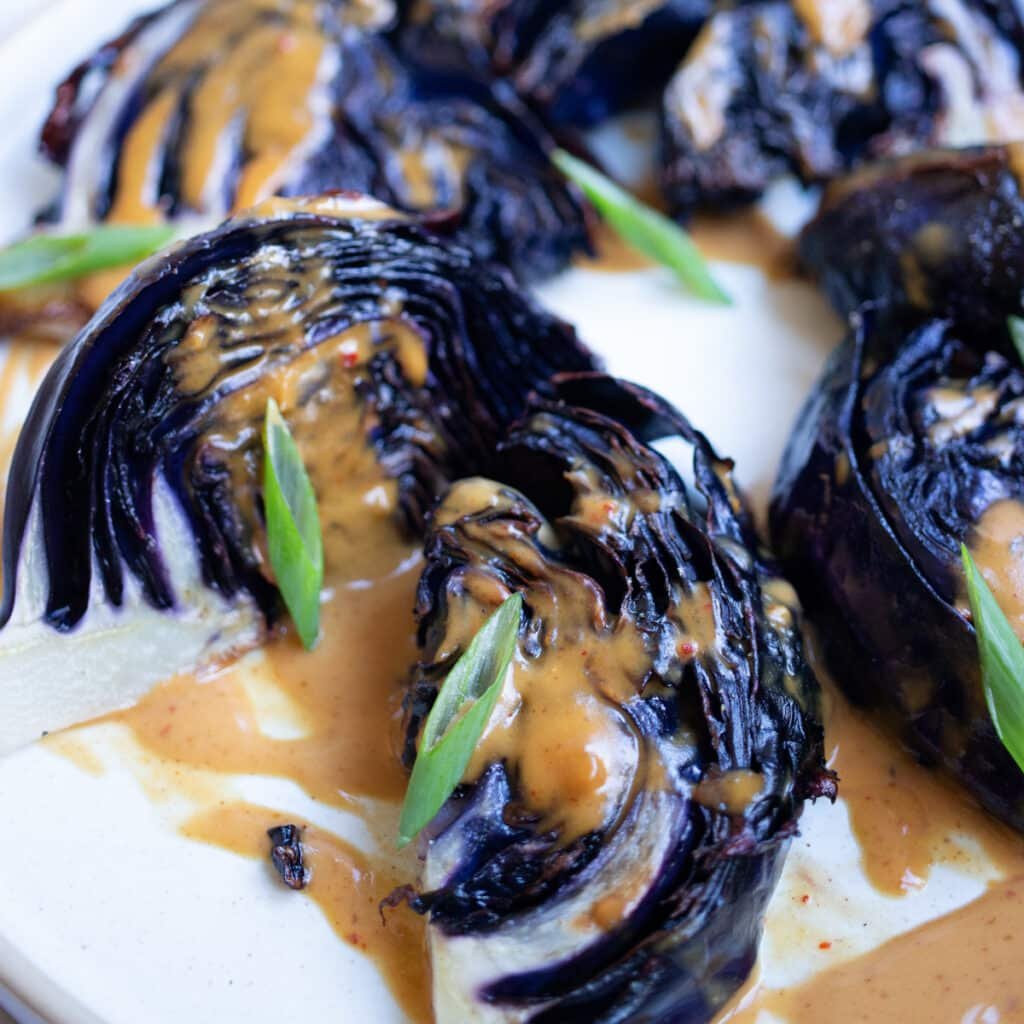 Roasted Cabbage with Peanut Sauce