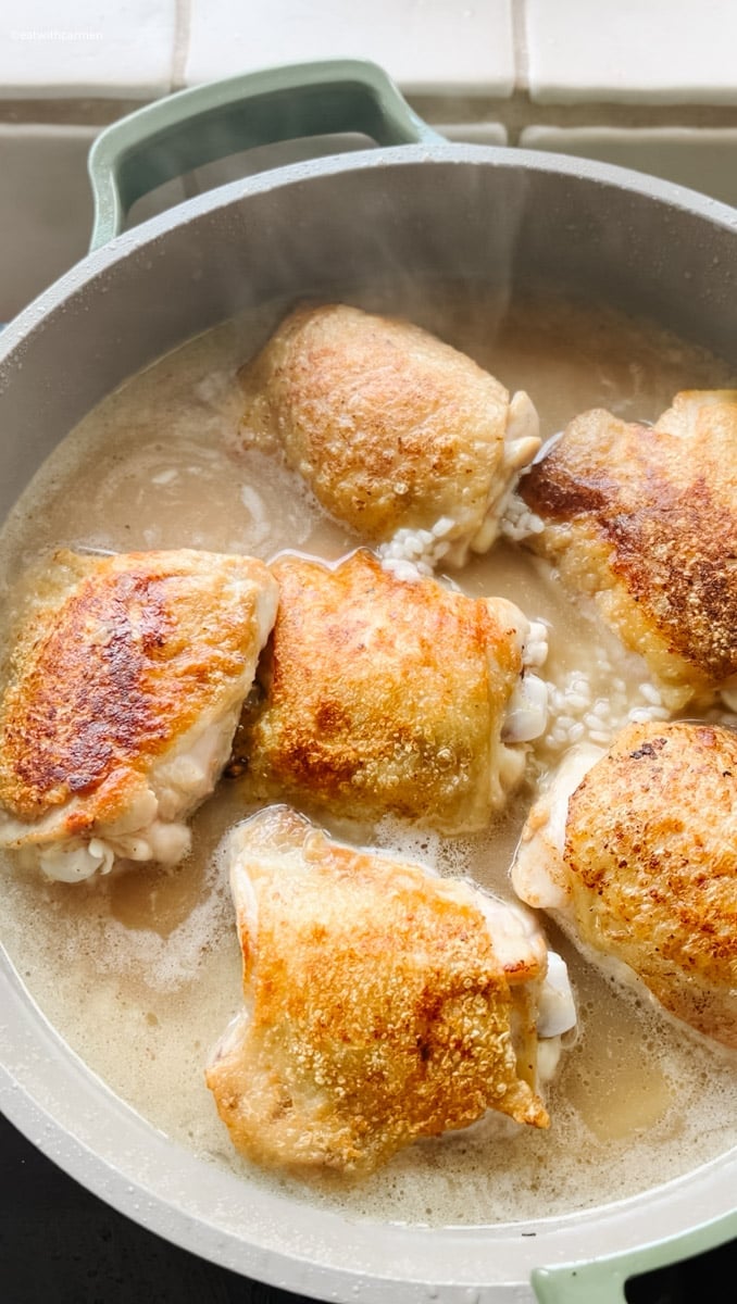 braise the chicken and rice