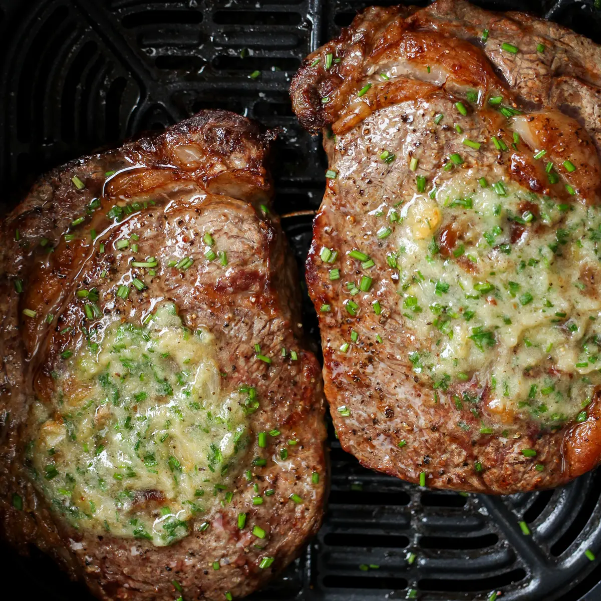 Foolproof Air Fryer Ribeye Steak Recipe with Garlic Butter