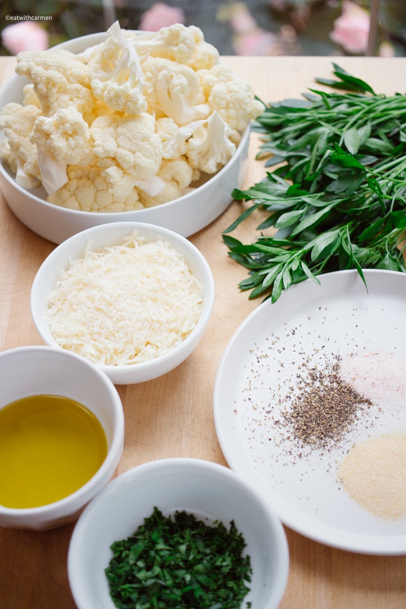 parmesan cauliflower ingredients