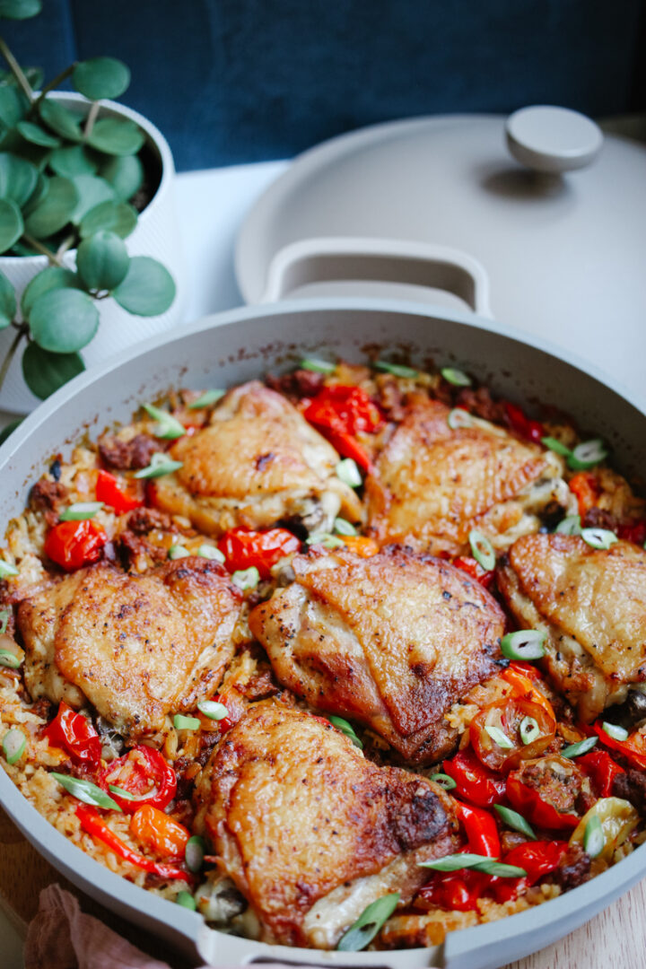 Easy One Pot Spanish Chicken and Rice with Chorizo