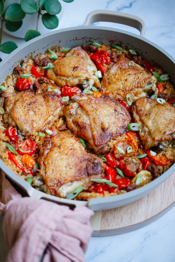 Easy One Pot Spanish Chicken and Rice with Chorizo