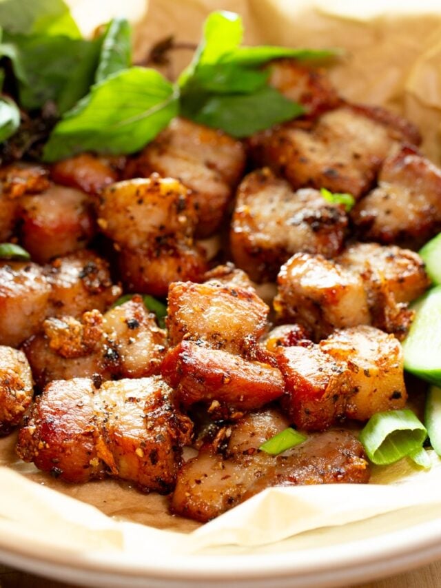 crispy air fryer pork belly bites