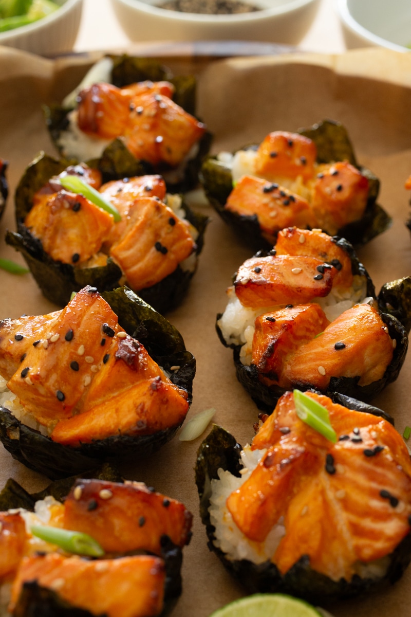 how to make salmon sushi bake cups