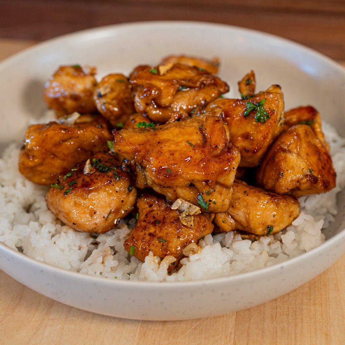Honey garlic chicken cubes