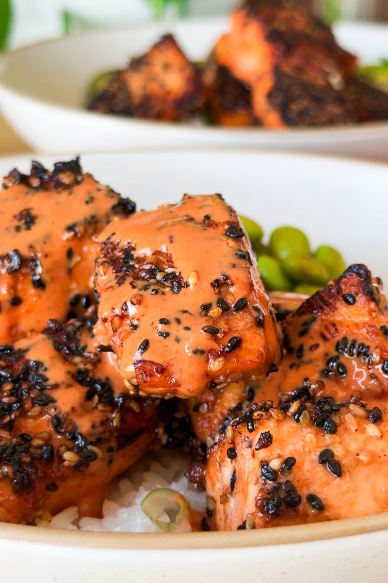 salmon rice bowl