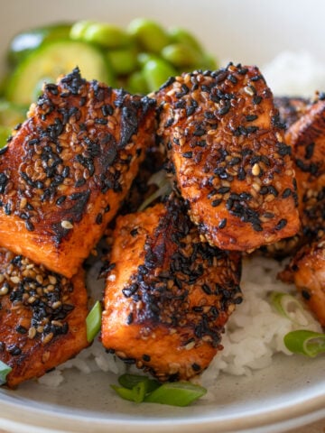 spicy salmon rice bowls