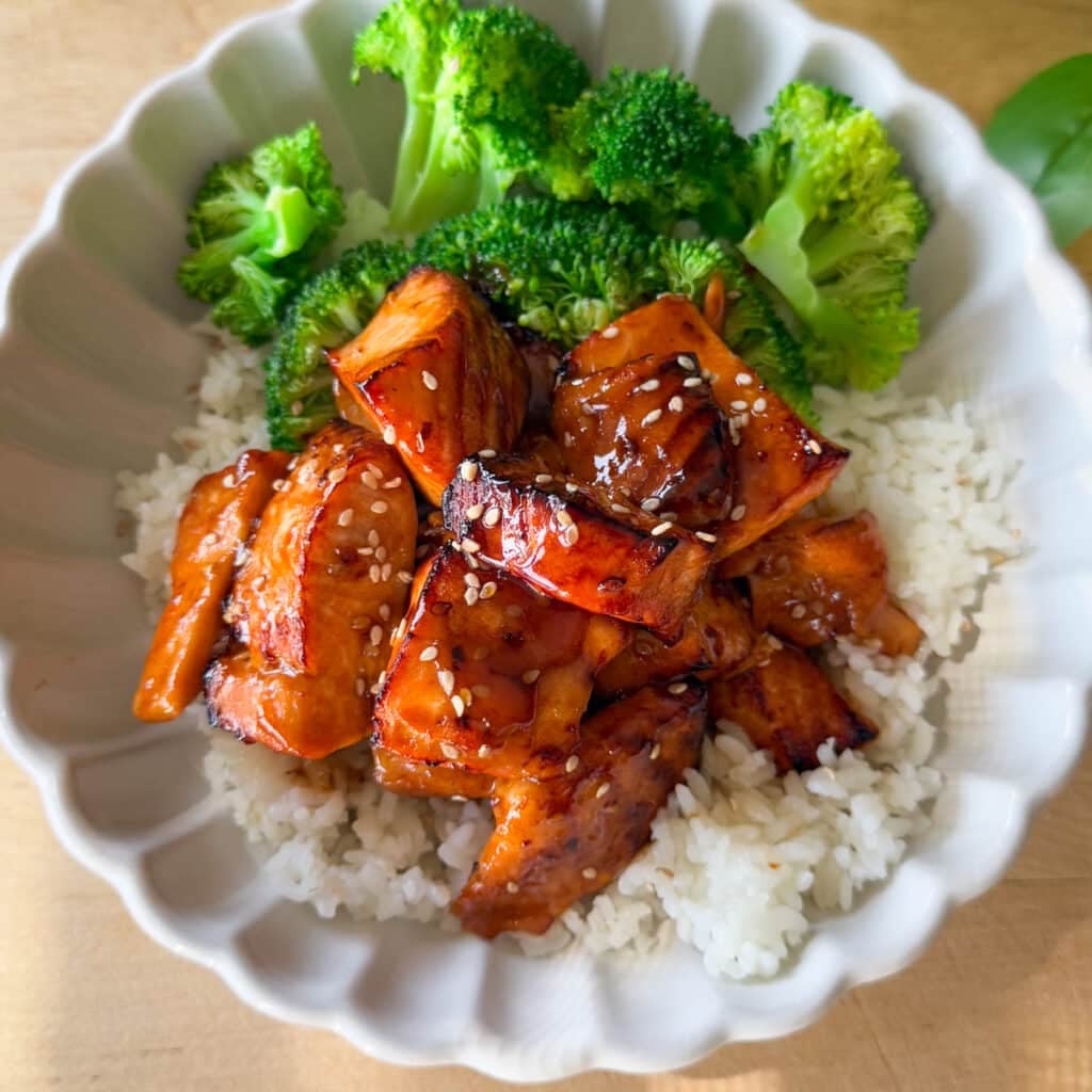 air fryer salmon with teriyaki glaze for Christmas seafood recipes
