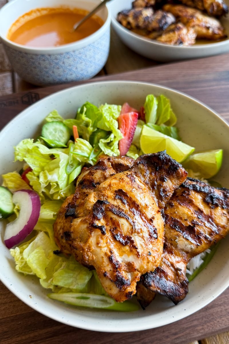 chicken satay rice bowl