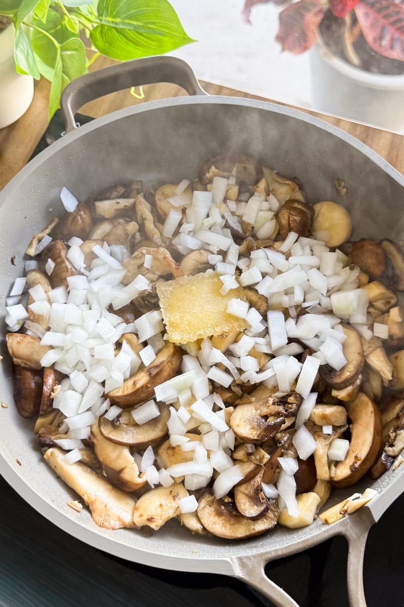 cream of mushroom chicken and rice on stove