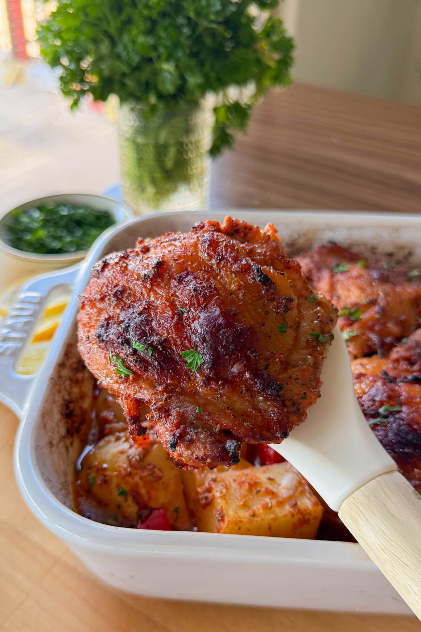 Roasted chicken legs in oven