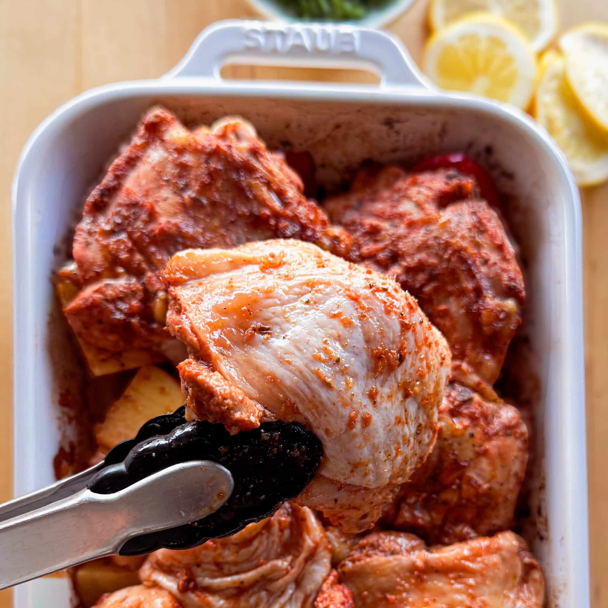 Whole roasted chicken and potatoes