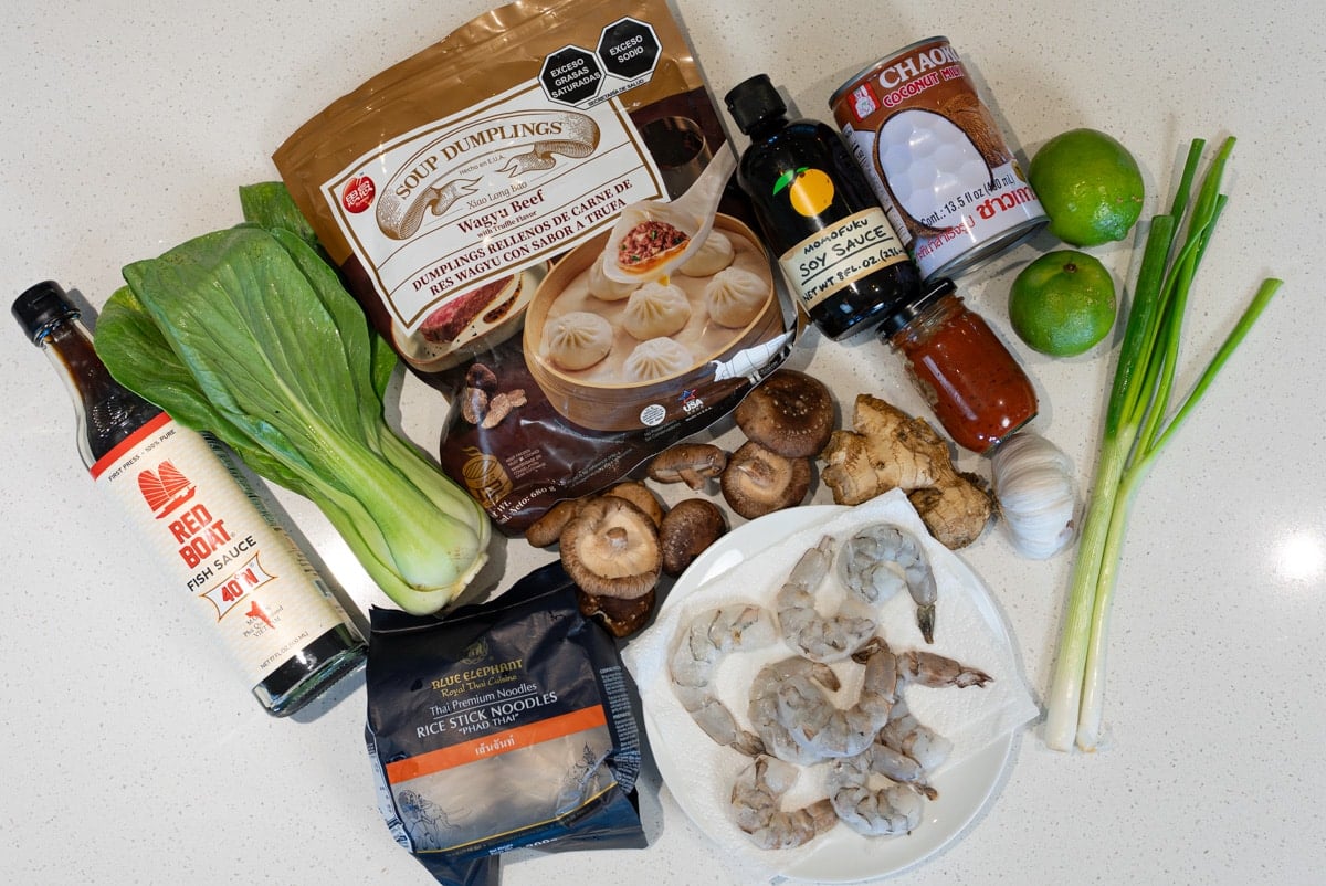 Red curry dumpling soup ingredients