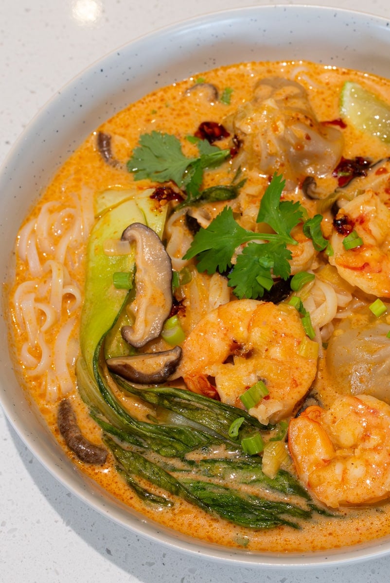 Red curry dumpling soup