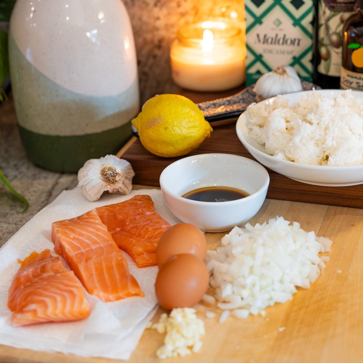 Salmon fried rice recipe