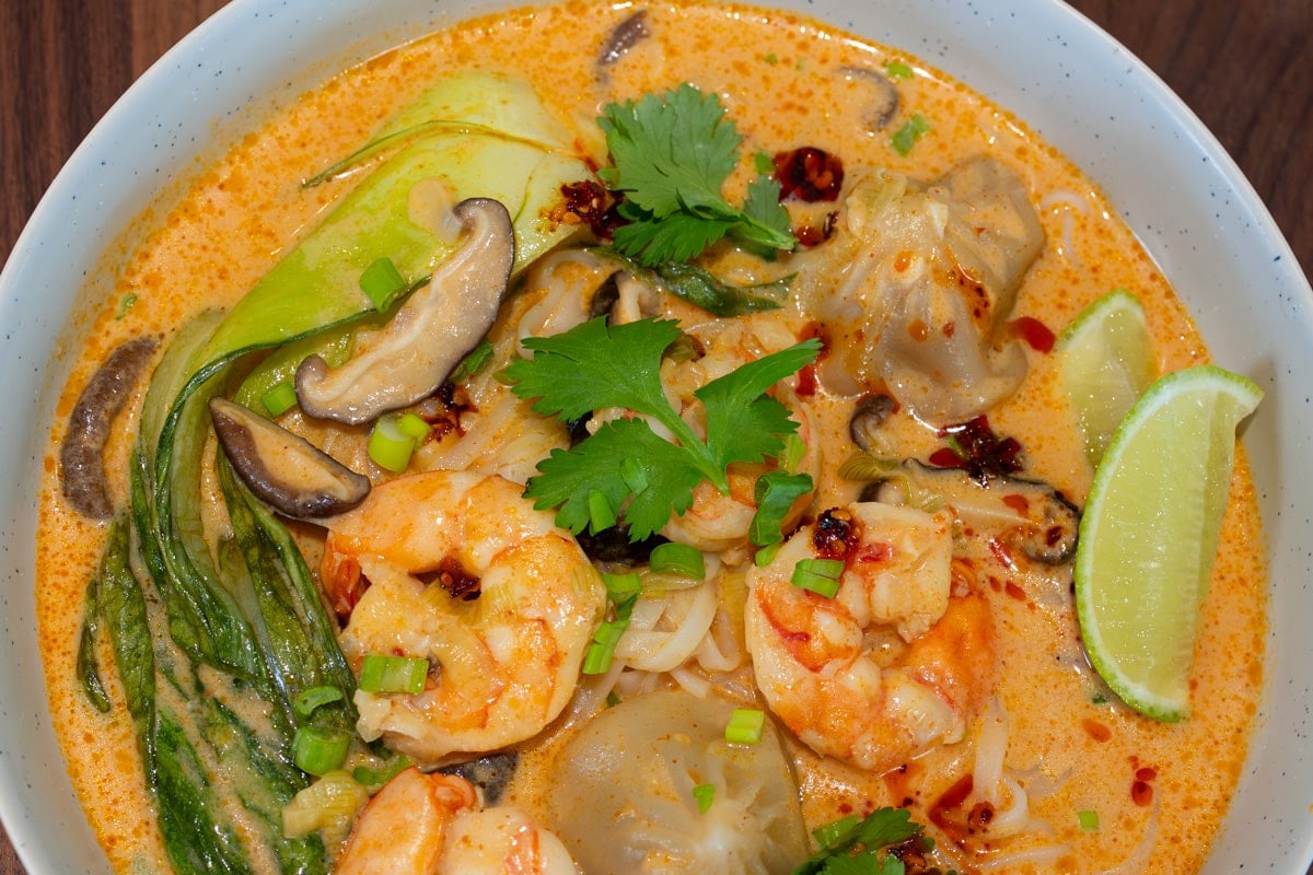 Thai red curry dumpling soup.