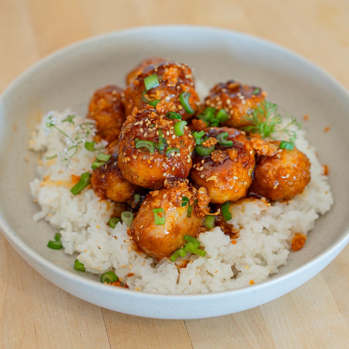 Honey garlic chicken meatballs