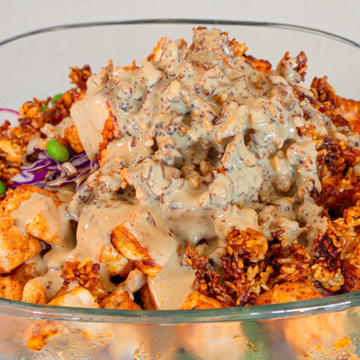 Salmon crispy rice salad