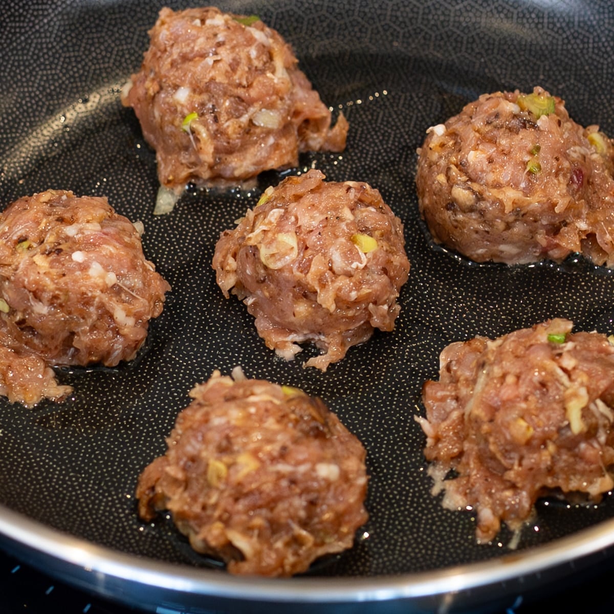 scooped no fold dumpling filling cooking on high heat