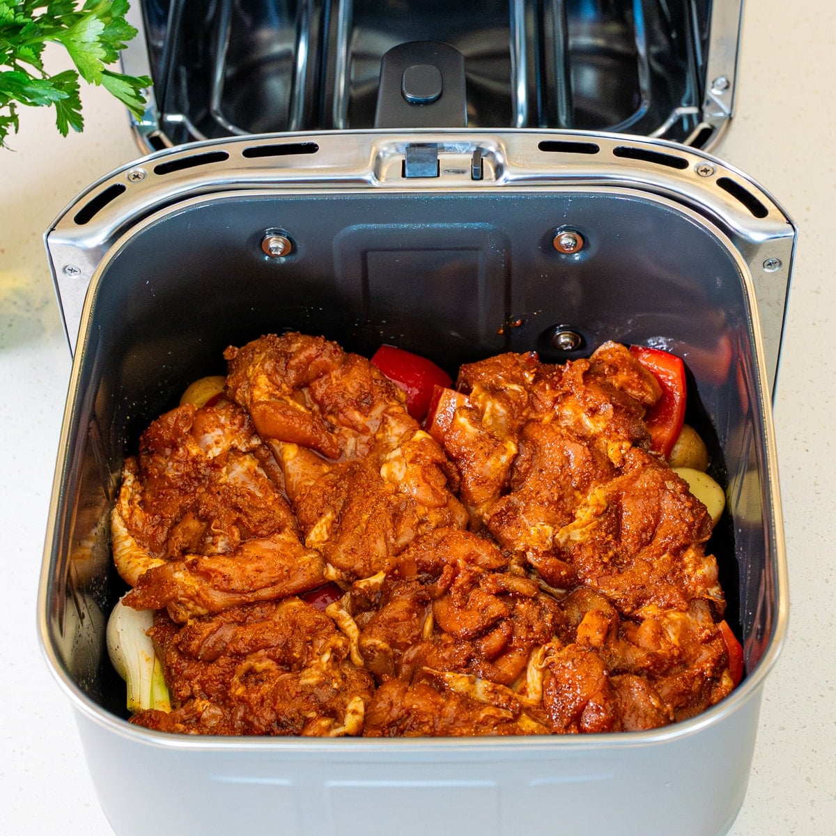 Chicken and potatoes in the air fryer