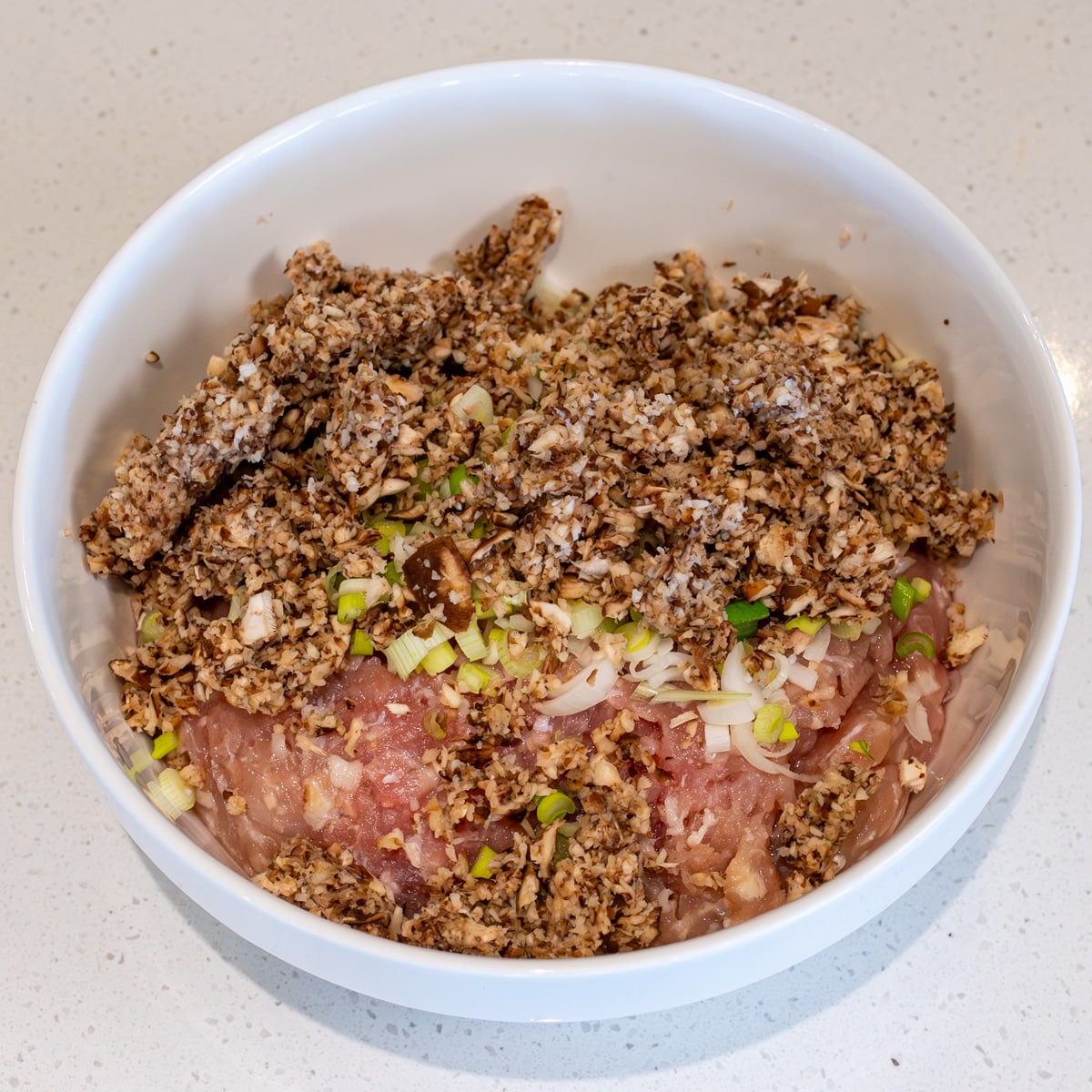 chicken and shiitake filling for crispy no fold dumplings