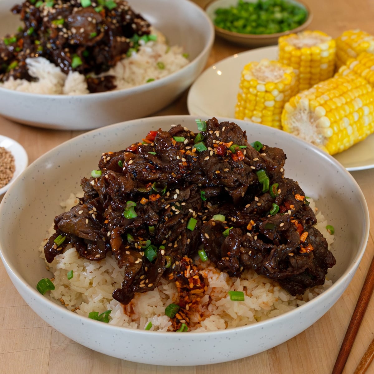 rice bowl with beef