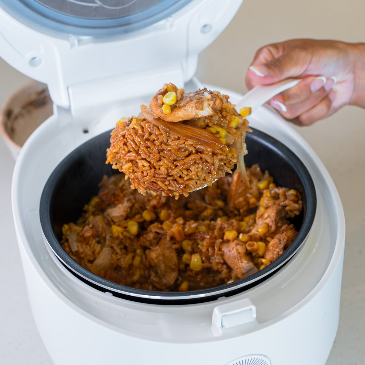 chicken pepper rice in rice cooker